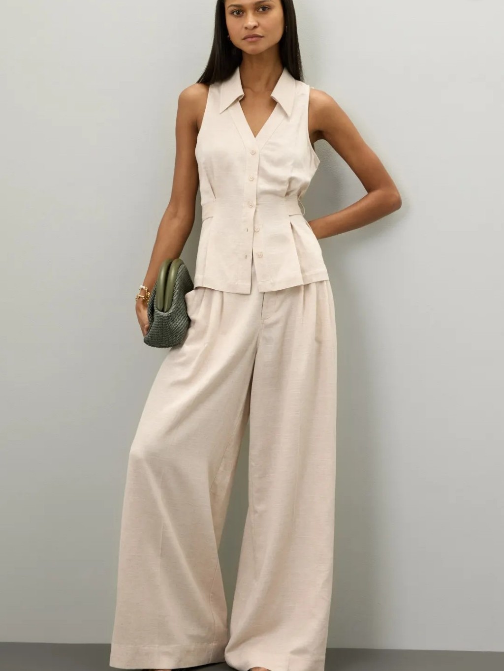 Cece Wide Leg Pleated Trousers Size 6